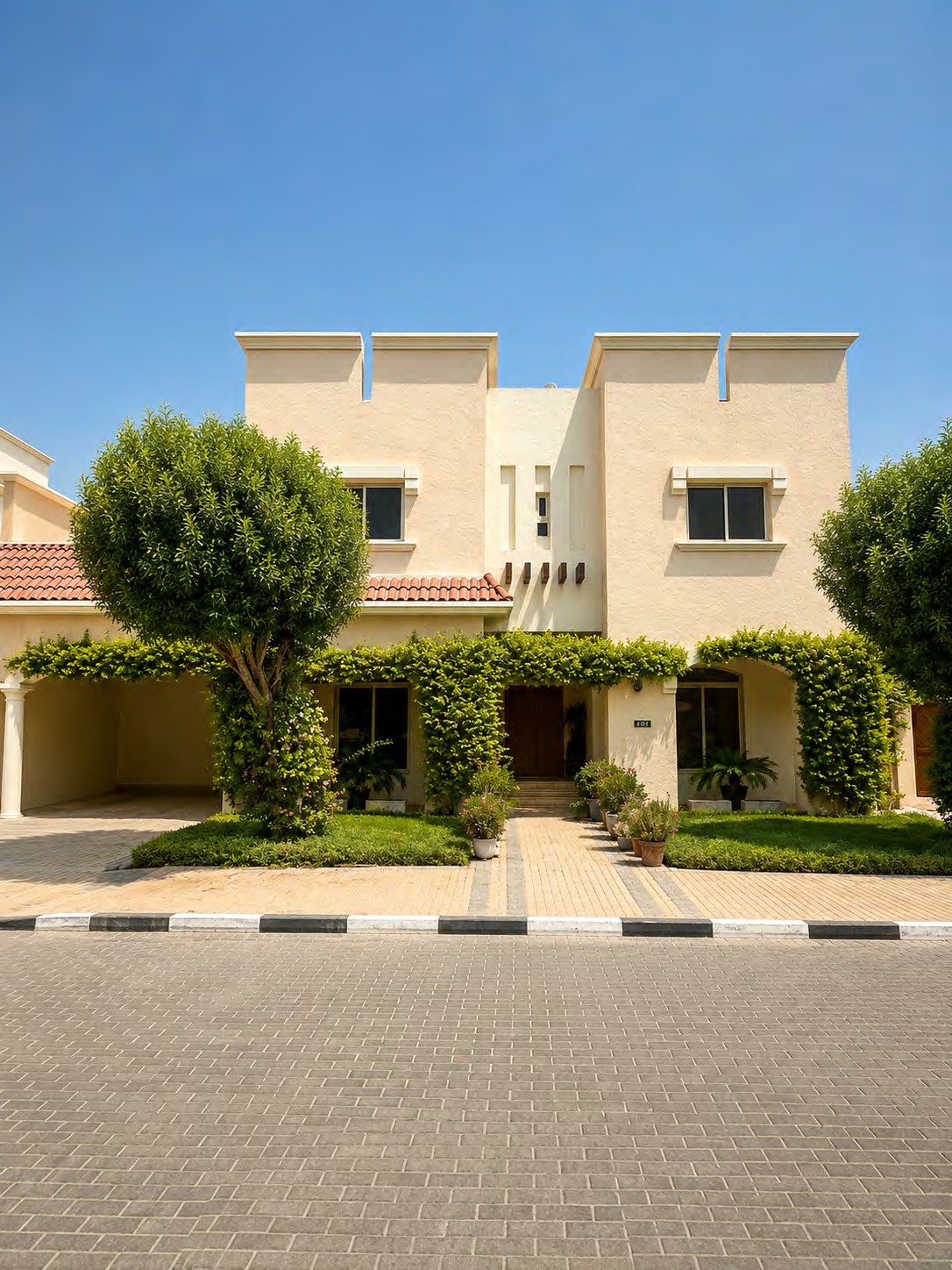 Exterior of an Al Egla Gardens 4 bedroom villa, type B1