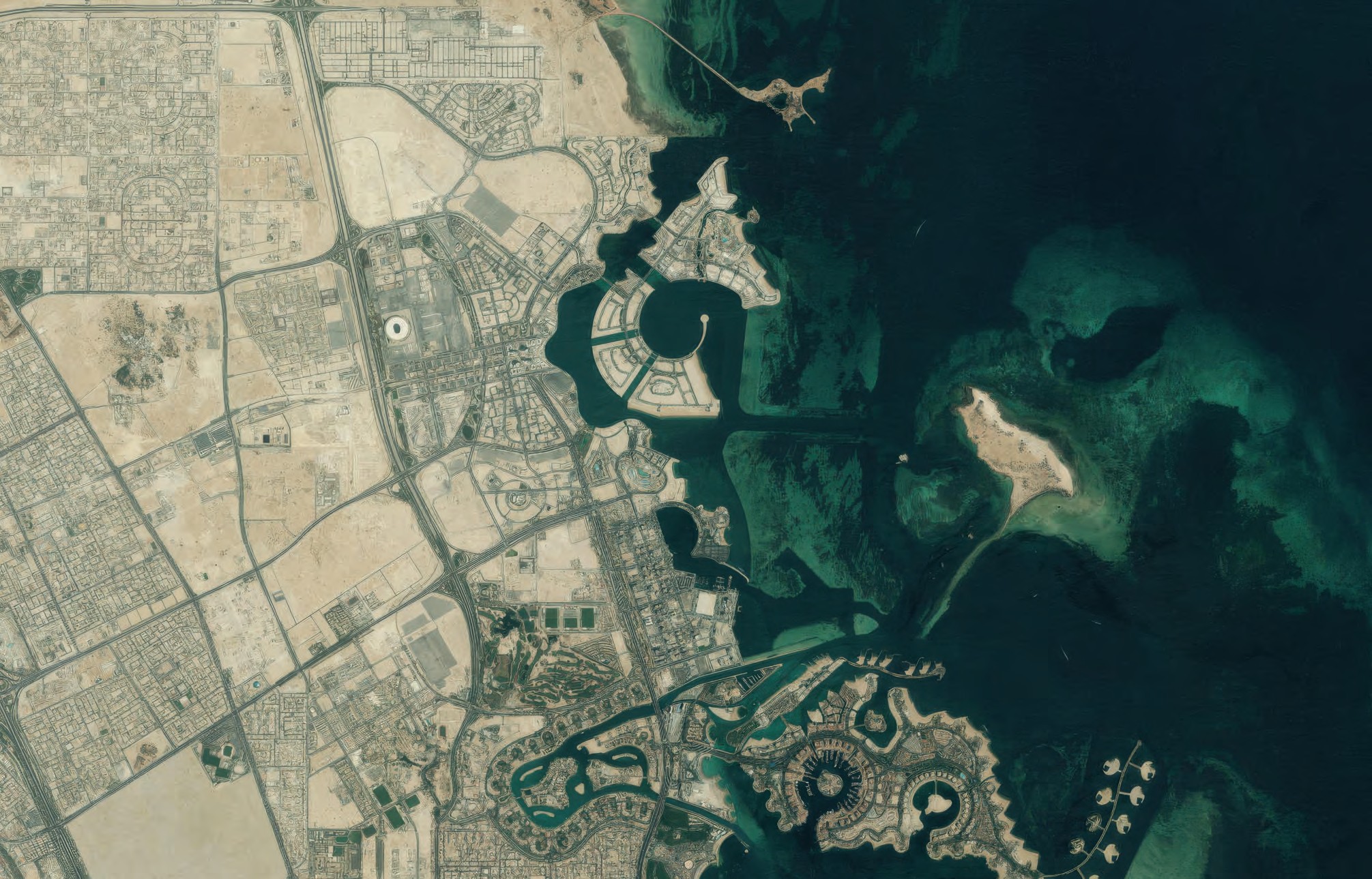 Satellite map showing Al Egla and surrounding Doha destinations